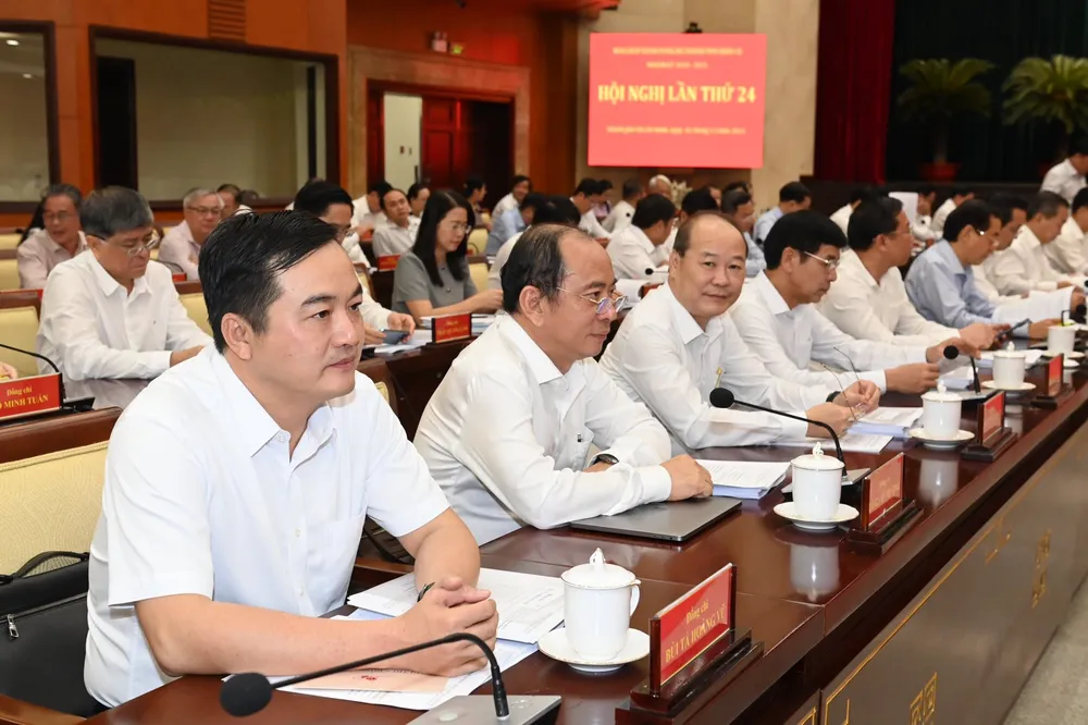 Lãnh đạo các sở ngành của TPHCM dự hội nghị. Ảnh: VIỆT DŨNG Lãnh đạo các sở ngành của TPHCM dự hội nghị. Ảnh: VIỆT DŨNG