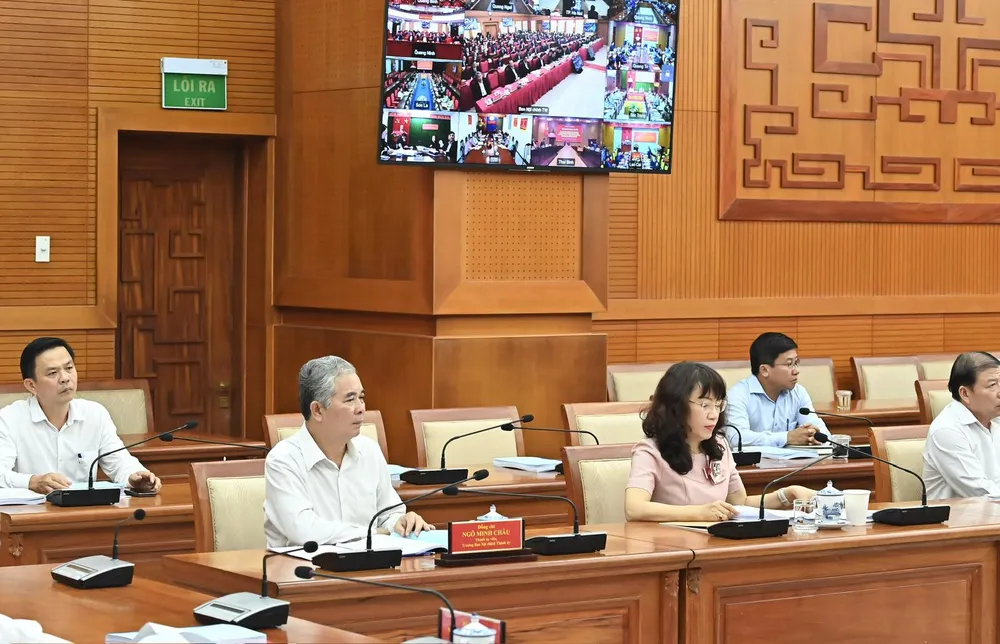 Trưởng Ban Nội chính Thành ủy TPHCM Ngô Minh Châu cùng các đồng chí Phó Trưởng Ban Nội chính dự hội nghị. Ảnh: VIỆT DŨNG IMG-b04e326f9960627a34faa2b0f96f01e3-V.jpg