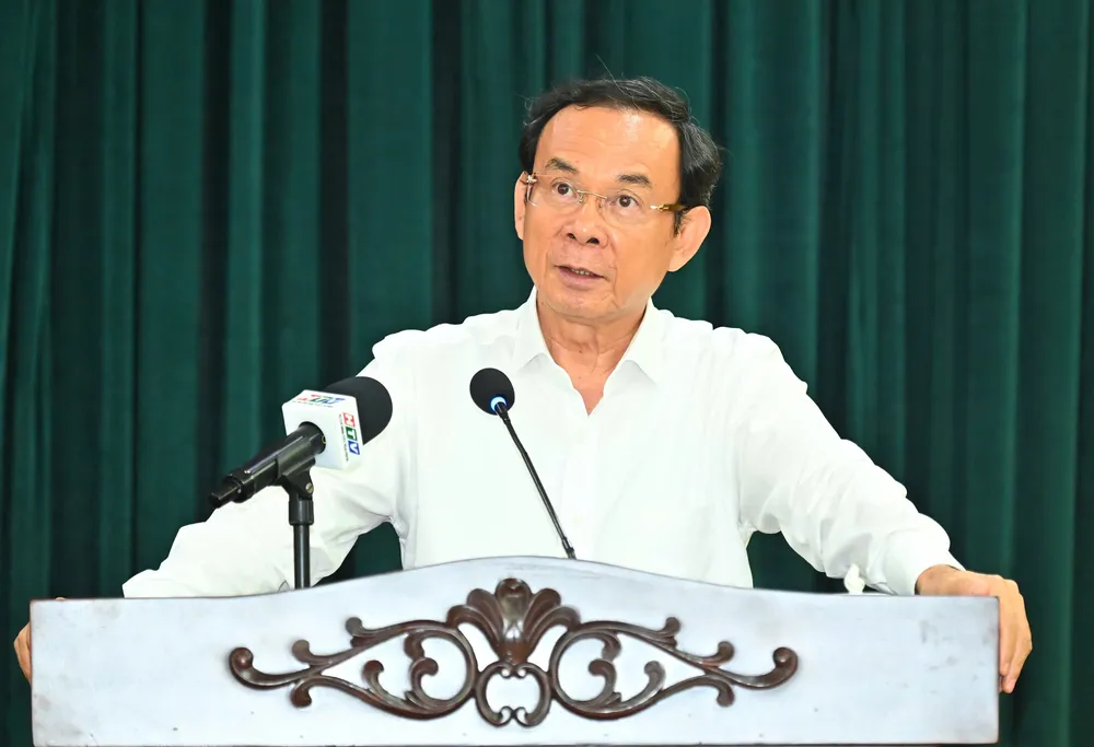 Bí thư Thành ủy TPHCM Nguyễn Văn Nên kết luận buổi làm việc. Ảnh: VIỆT DŨNG 727ba430333a8764de2b.jpg