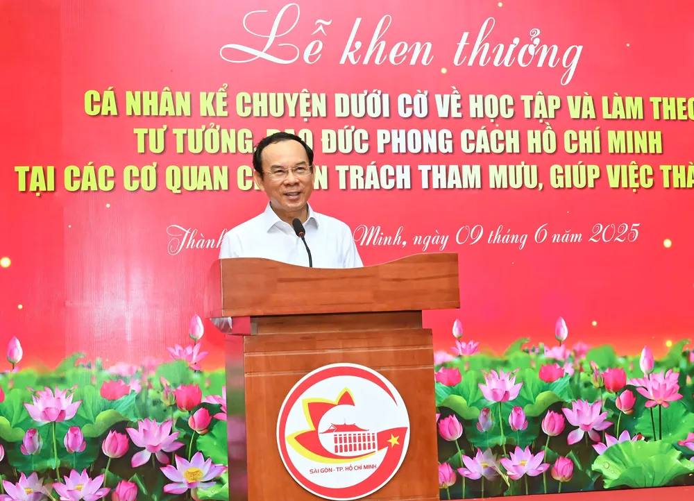 Bí thư Thành ủy TPHCM Nguyễn Văn Nên phát biểu. Ảnh: VIỆT DŨNG 6e59d5f6b12d05735c3c.jpg