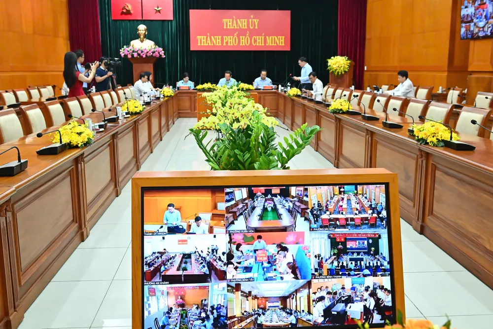 Điểm cầu chính tại trụ sở Thành ủy TPHCM. Ảnh: VIỆT DŨNG e50f6846dcc9689731d8.jpg