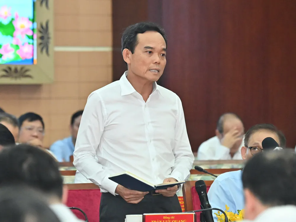 Đồng chí Trần Lưu Quang, Bí thư Trung ương Đảng, Trưởng Ban Chính sách, chiến lược Trung ương phát biểu. Ảnh: VIỆT DŨNG 025936486c2bdb75823a.jpg