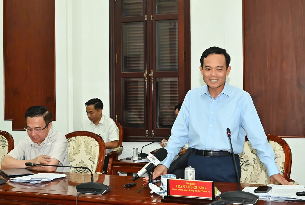 Bí thư Thành ủy TPHCM Trần Lưu Quang phát biểu kết luận. Ảnh: VIỆT DŨNG IMG_5487.jpeg