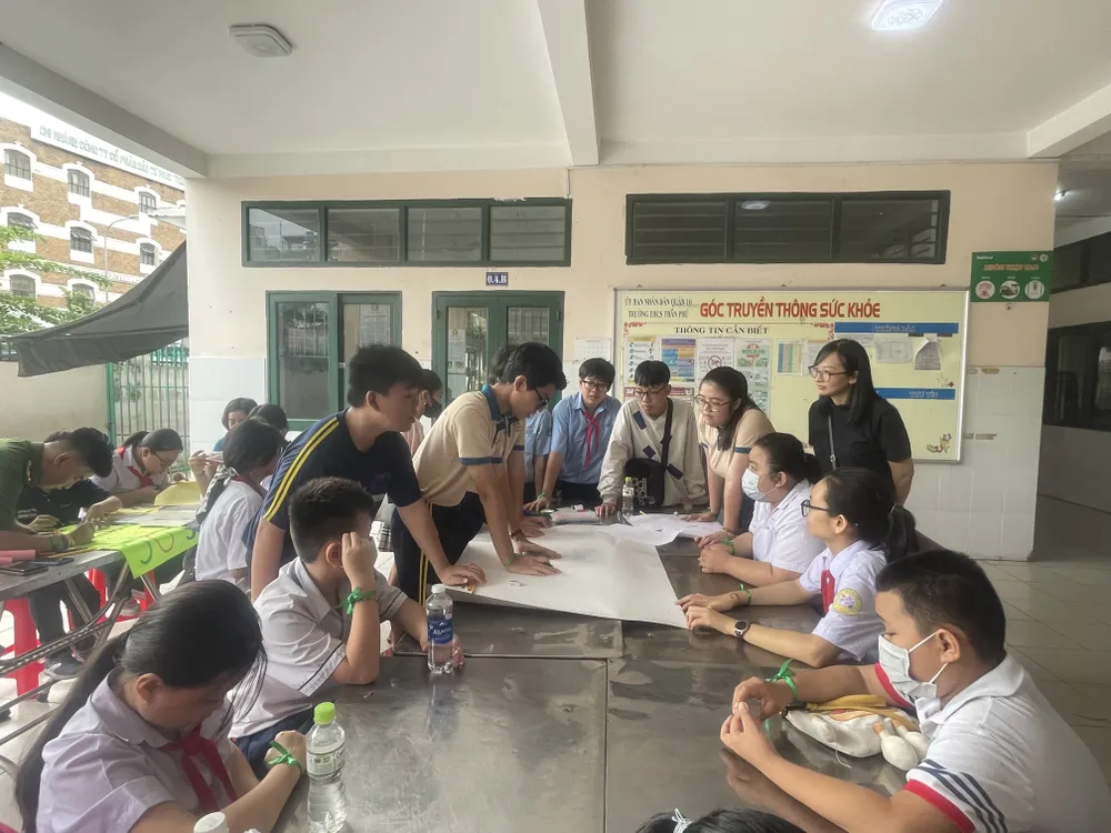 Thảo luận tại nhóm về những nguy cơ ảnh hưởng đến cuộc sống của trẻ em