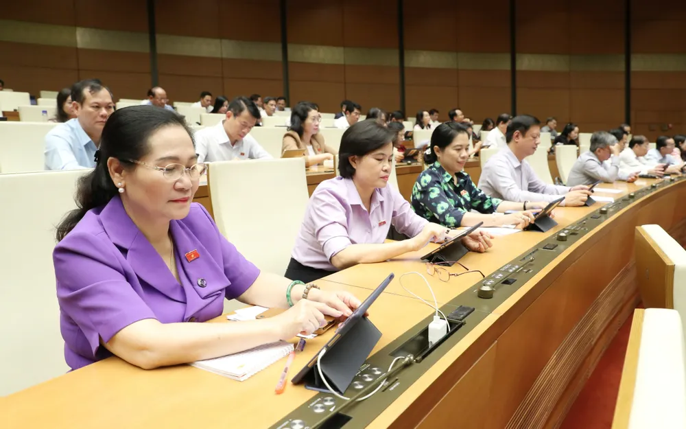 Đoàn ĐBQH TPHCM tham gia biểu quyết. Ảnh: QUANG PHÚC