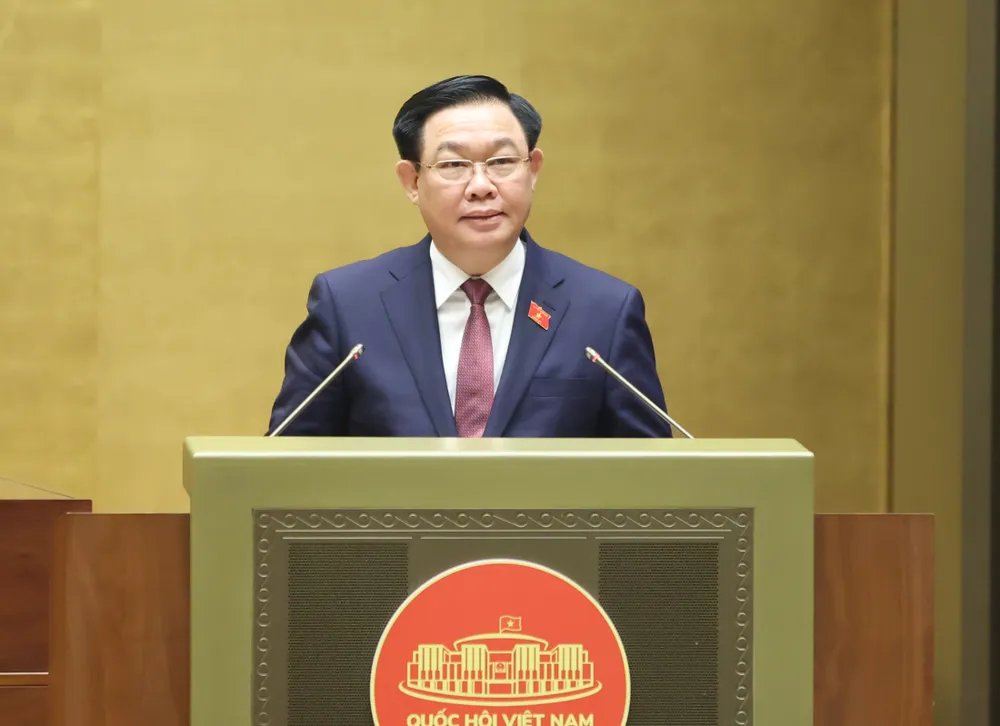 Chủ tịch Quốc hội Vương Đình Huệ phát biểu bế mạc kỳ họp. Ảnh: QUANG PHÚC Chủ tịch Quốc hội Vương Đình Huệ phát biểu bế mạc kỳ họp. Ảnh: QUANG PHÚC