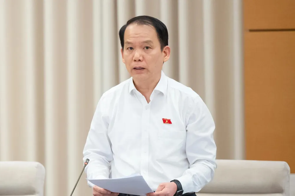 Chủ nhiệm Ủy ban Pháp luật và Tư pháp Hoàng Thanh Tùng nêu quan điểm thẩm tra TÙNG.jpg