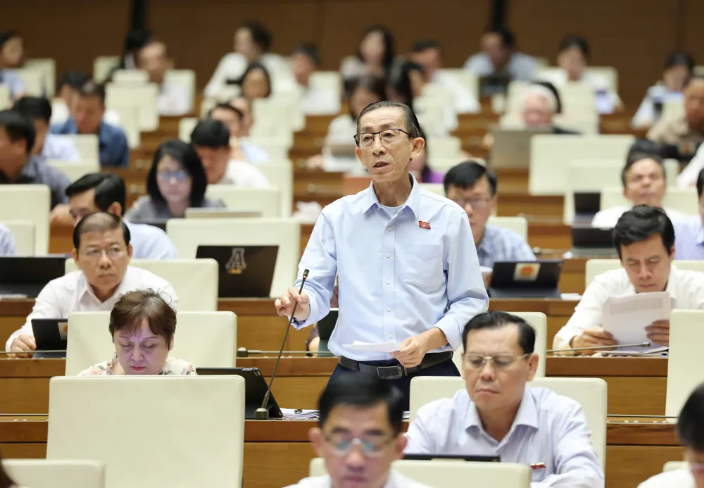 ĐB Trần Hoàng Ngân (TPHCM) phát biểu tại phiên họp. Ảnh: QUANG PHÚC NGÂN .jpg
