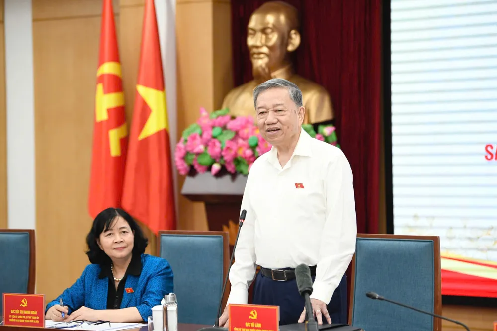 Tổng Bí thư Tô Lâm phát biểu với cử tri Hà Nội. Ảnh: VIẾT CHUNG PHAT.jpg