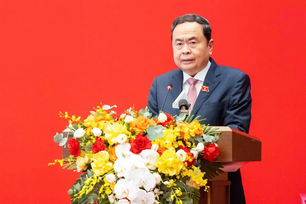 Chủ tịch Quốc hội Trần Thanh Mẫn phát biểu khai mạc hội thảo. Ảnh: PHẠM THẮNG MẪN .jpg