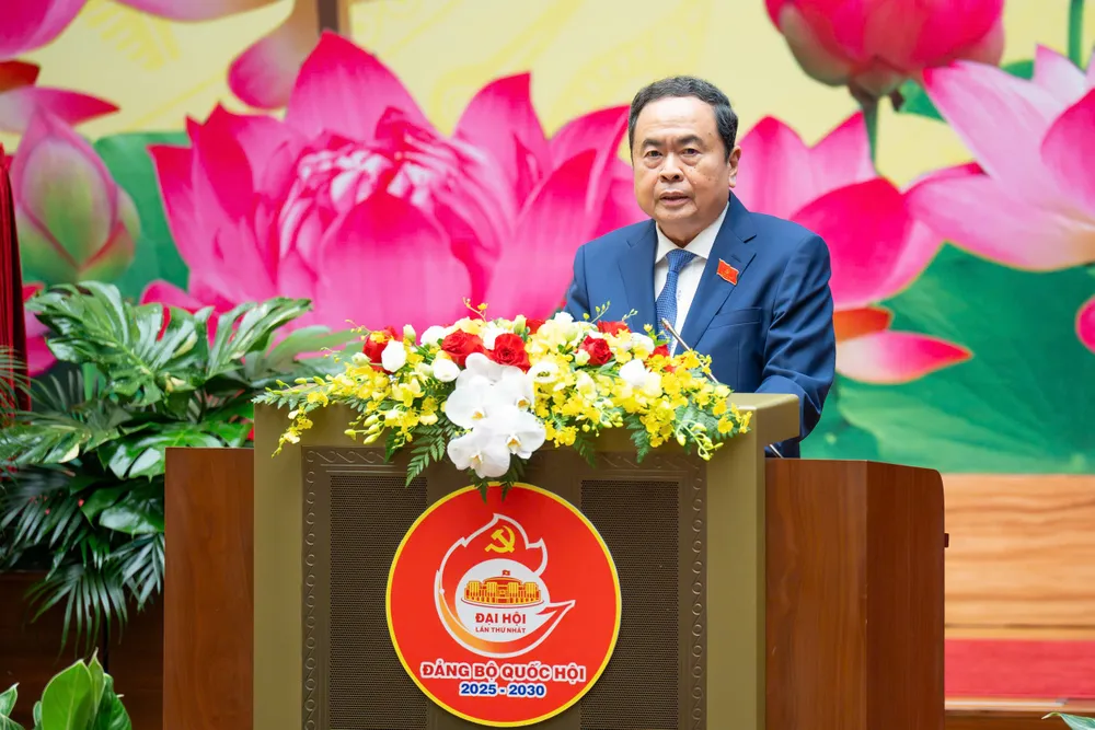 Chủ tịch Quốc hội Trần Thanh Mẫn phát biểu tại phiên họp trù bị Đại hội đại biểu Đảng bộ Quốc hội lần thứ I, nhiệm kỳ 2025 - 2030