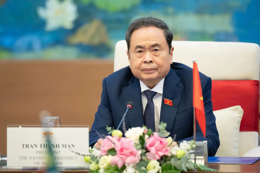 Chủ tịch Quốc hội Trần Thanh Mẫn đề nghị hai bên sớm ký kết Bản ghi nhớ về hợp tác giữa hai Quốc hội. Ảnh: QUANG PHÚC MẪN .jpg
