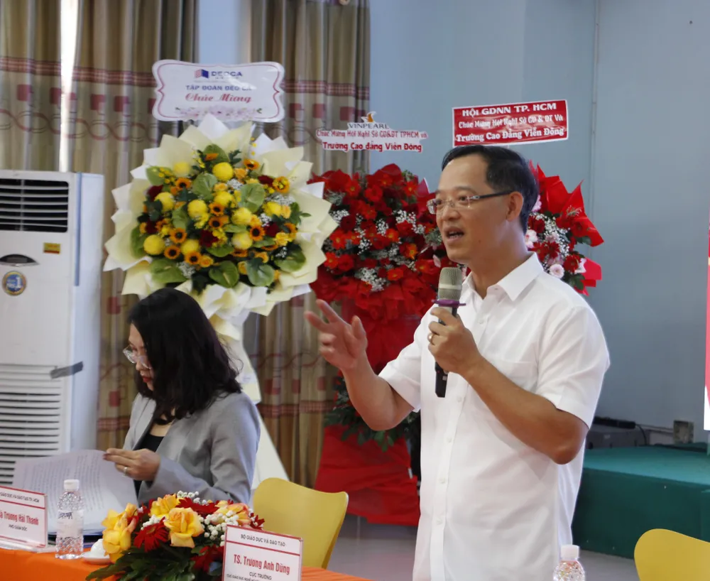 Ông Trương Anh Dũng, Cục trưởng Cục Giáo dục nghề nghiệp và Giáo dục thường xuyên Bộ GD-ĐT, phát biểu tại hội nghị _MG_6106.JPG