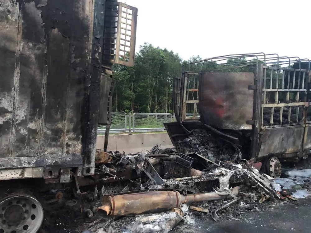 ثلاث سيارات محترقة بالكامل. الصورة: CACC z7298169906050_5ca7f0cc1658bd119a6de771c5132402.jpg