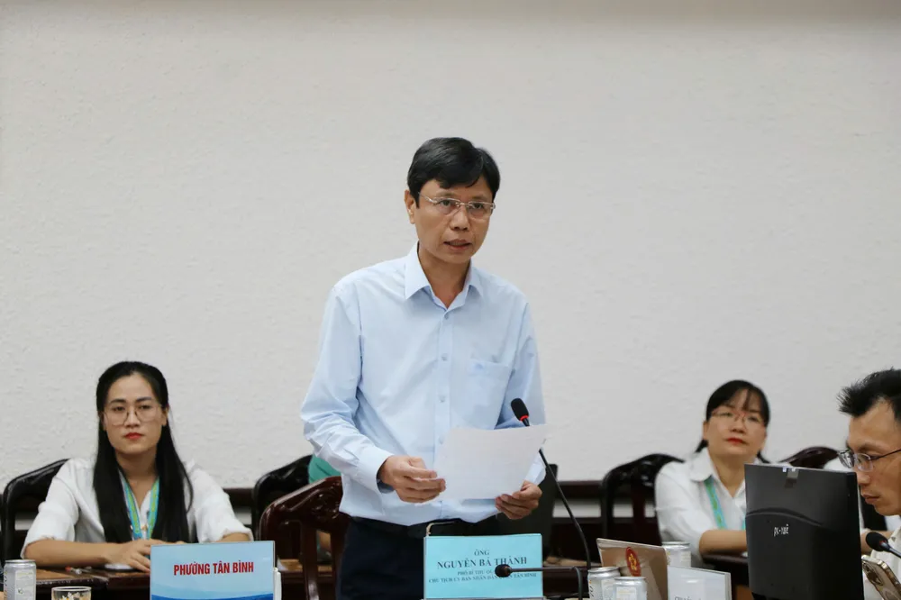 Ông Nguyễn Bá Thành, Chủ tịch UBND quận Tân Bình phát biểu tại buổi vận hành thử nghiệm 0e00d4f2e10855560c19.jpg