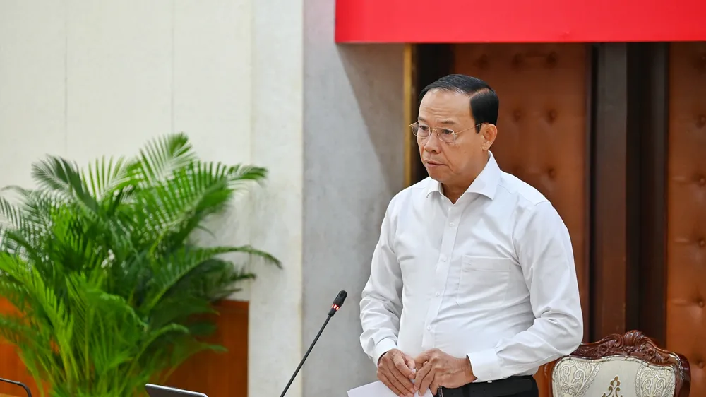 Đồng chí Nguyễn Văn Thọ kết luận buổi làm việc. Ảnh: MẠNH THẮNG Phó Chủ tịch Thường trực UBND TPHCM Nguyễn Văn Thọ phát biểu kết luận cuộc họp.jpeg