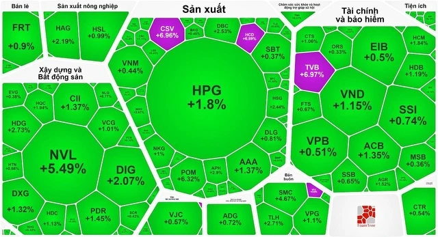 Thị trường mở phiên tháng 2-2024 ngập tràn sắc xanh và tím 