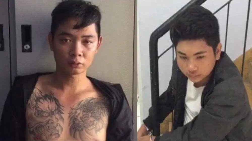 Hai đối tượng tại cơ quan Công an. Ảnh: CHÍ THACH