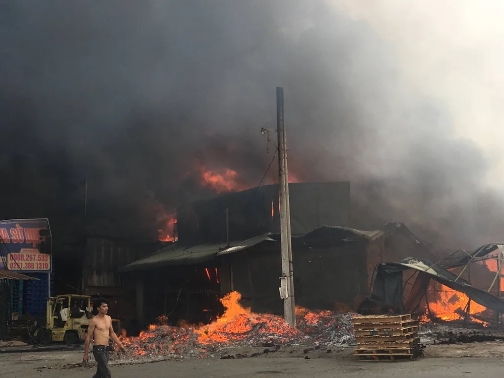  Cháy lớn gần ngã tư Vũng Tàu: 3 công ty làm pallet, 1 xưởng gỗ thiệt hại nặng ảnh 3