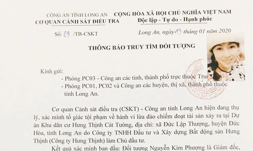 Quyết định truy tìm lãnh đạo công ty bất động sản “ma” lừa đảo chiếm đoạt hơn 57 tỷ đồng