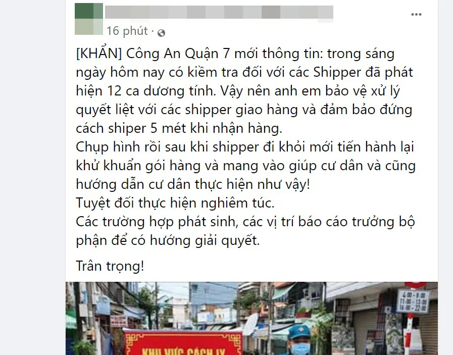 Thông tin 12 shipper dương tính Covid-19 ở quận 7 là không chính xác ảnh 1 Thông tin 12 shipper dương tính Covid-19 ở quận 7 là không chính xác ảnh 1