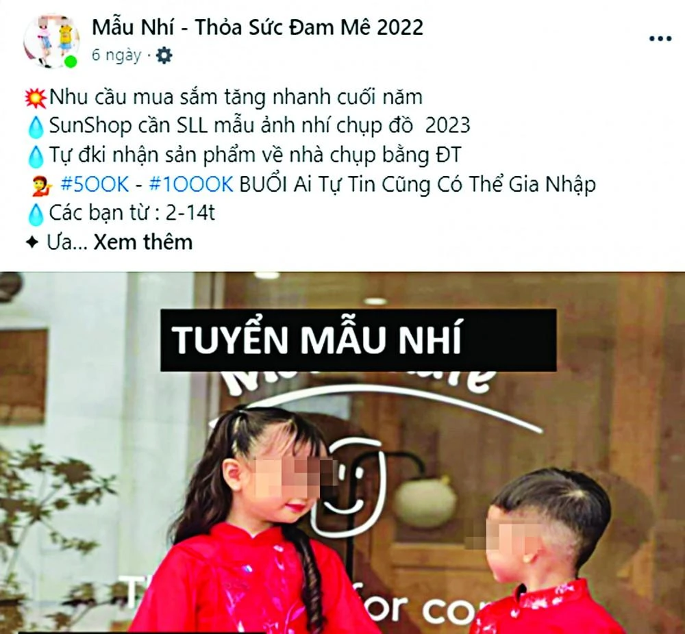 Quảng cáo tuyển mẫu nhí với những thông tin hấp dẫn khiến nhiều phụ huynh “sập bẫy”