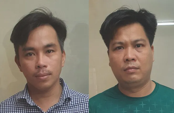 Thành và Thống (từ trái qua phải) tại cơ quan công an Thành và Thống (từ trái qua phải) tại cơ quan công an