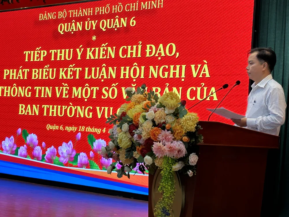 Bí thư Quận ủy quận 6 Ma Xuân Việt phát biểu chỉ đạo Bí thư Quận ủy quận 6 Ma Xuân Việt phát biểu chỉ đạo