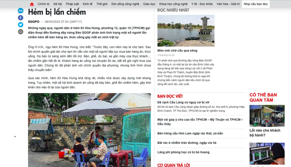 Sau khi Báo SGGP phản ánh, UBND quận 10 đã nhanh chóng vào cuộc điều tra, xử lý. Ảnh chụp màn hình Sau khi Báo SGGP phản ánh, UBND quận 10 đã nhanh chóng vào cuộc điều tra, xử lý. Ảnh chụp màn hình