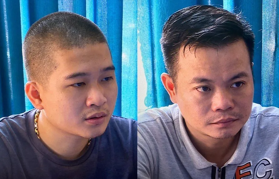 Hai đối tượng tại cơ quan công an Hai đối tượng tại cơ quan công an