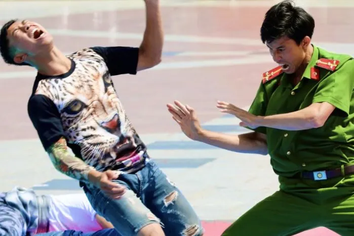 Phần trình diễn của Đoàn Công an TPHCM. Ảnh: NGUYỄN TRANG