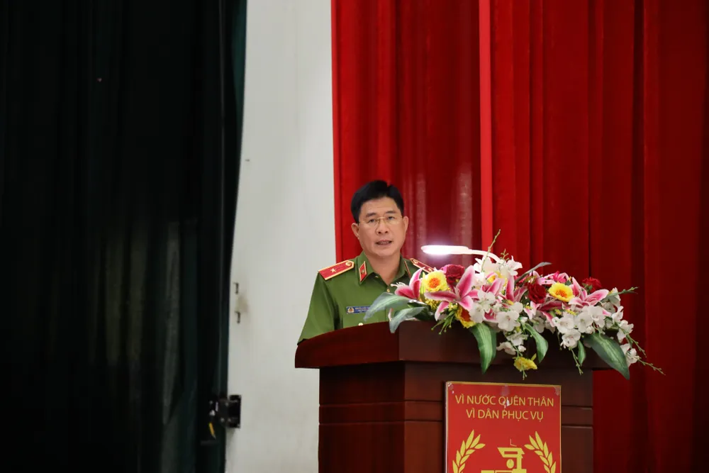 Thiếu tướng Nguyễn Tuấn Anh, Cục trưởng Cục C07 phát biểu tại hội nghị Thiếu tướng Nguyễn Tuấn Anh, Cục trưởng Cục C07 phát biểu tại hội nghị