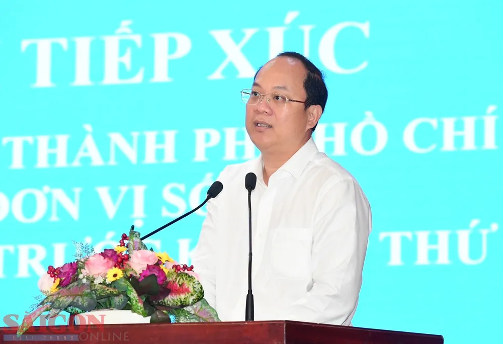 Phó Bí thư Thành ủy TPHCM Nguyễn Hồ Hải phát biểu tại hội nghị tiếp xúc cử tri quận 11. Ảnh: VIỆT DŨNG Phó Bí thư Thành ủy TPHCM Nguyễn Hồ Hải phát biểu tại hội nghị tiếp xúc cử tri quận 11. Ảnh: VIỆT DŨNG