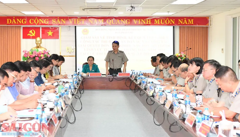 Cục trưởng Cục THADS TPHCM Nguyễn Văn Hòa phát biểu tại buổi giám sát. Ảnh: VIỆT DŨNG