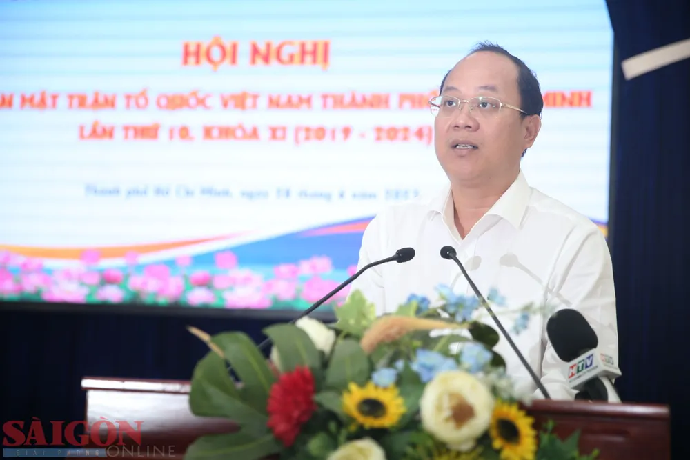 Phó Bí thư Thành ủy TPHCM Nguyễn Hồ Hải phát biểu tại hội nghị. Ảnh C.T. Phó Bí thư Thành ủy TPHCM Nguyễn Hồ Hải phát biểu tại hội nghị. Ảnh C.T.