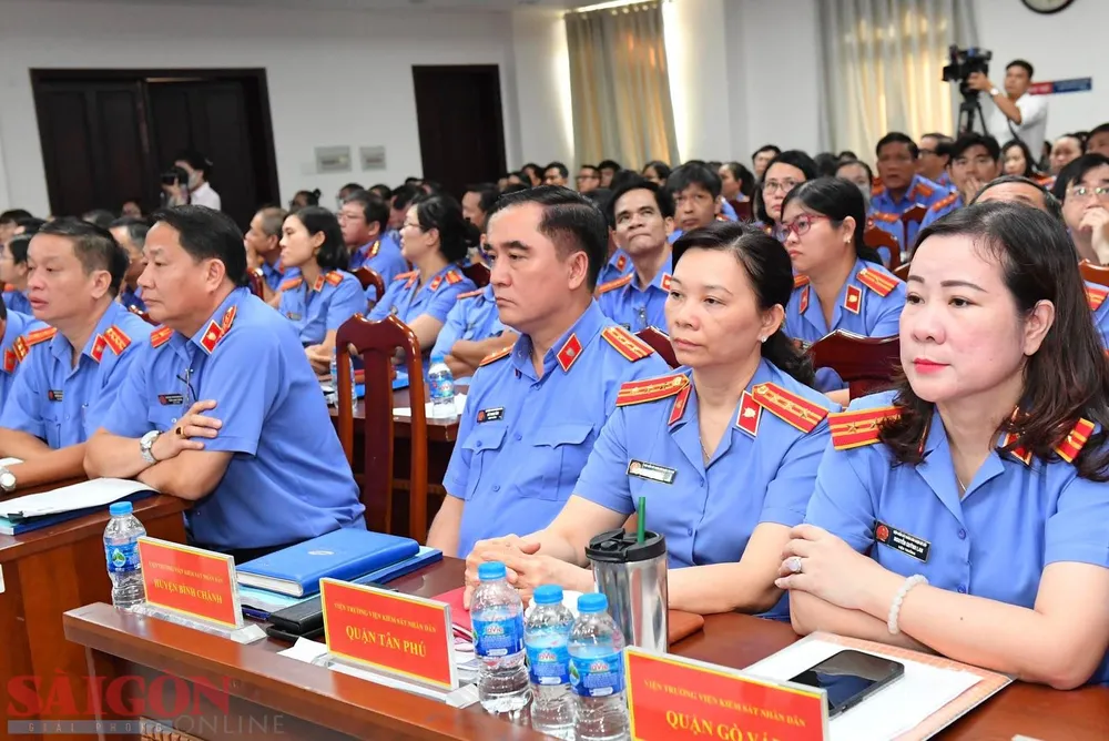 Lãnh đạo Viện KSND các quận huyện tham dự hội nghị. Ảnh: VIỆT DŨNG