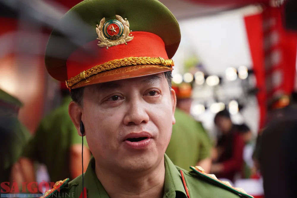 Đại tá Huỳnh Quang Tâm, Trưởng Phòng PC07, Công an TPHCM phát biểu. Ảnh: HOÀNG HÙNG