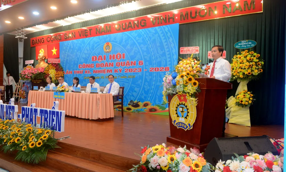 Bí thư Quận ủy quận 6 Ma Xuân Việt phát biểu tại Đại hội Công đoàn quận 6 Bí thư Quận ủy quận 6 Ma Xuân Việt phát biểu tại Đại hội Công đoàn quận 6