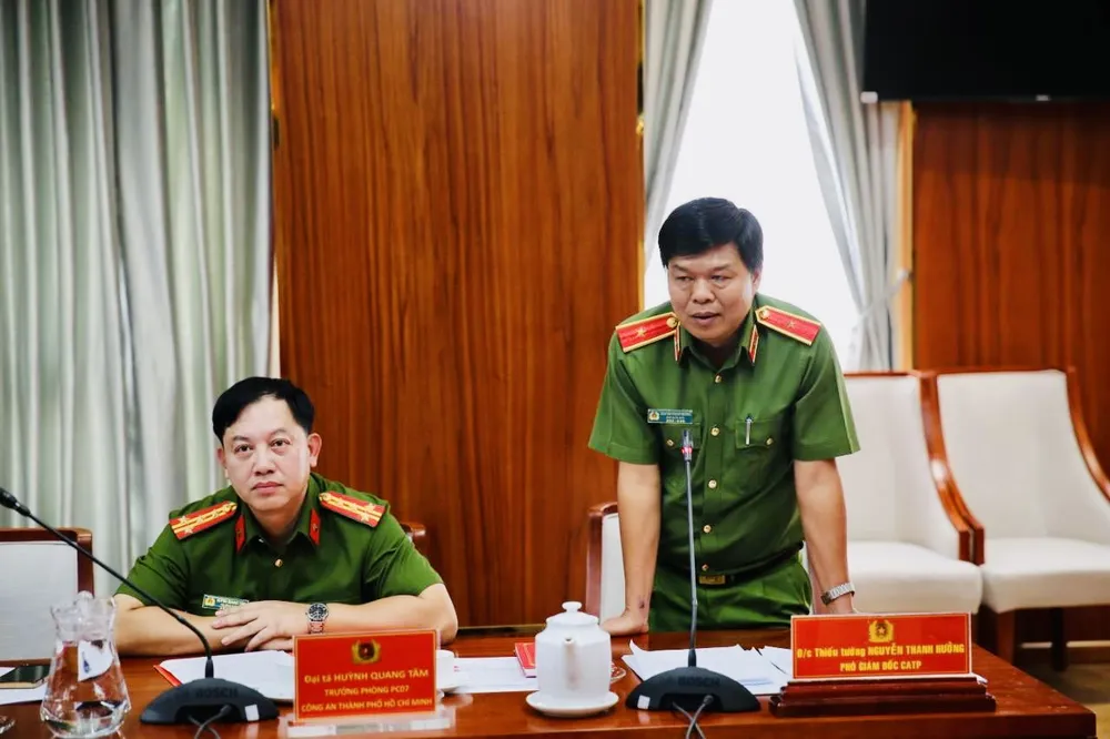Thiếu tướng Nguyễn Thanh Hưởng, Phó Giám đốc Công an TPHCM phát biểu Thiếu tướng Nguyễn Thanh Hưởng, Phó Giám đốc Công an TPHCM phát biểu