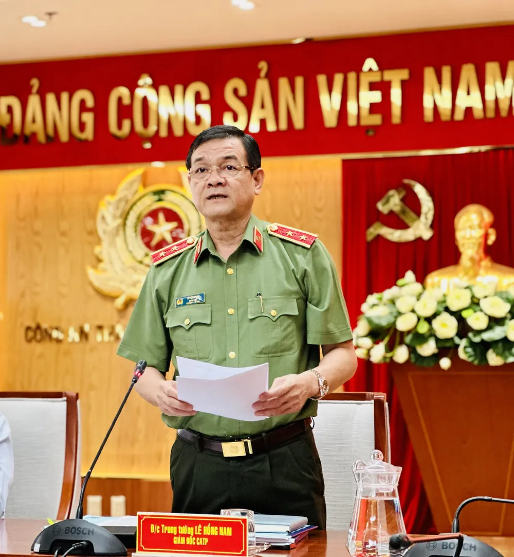 Trung tướng Lê Hồng Nam, Giám đốc Công an TPHCM phát biểu tại hội thảo. Ảnh: CHÍ THẠCH Trung tướng Lê Hồng Nam, Giám đốc Công an TPHCM phát biểu tại hội thảo. Ảnh: CHÍ THẠCH