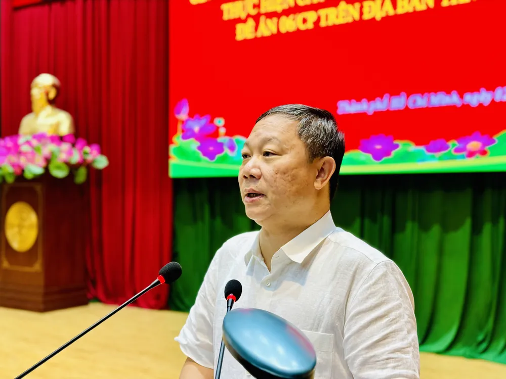 Đồng chí Dương Anh Đức, Phó Chủ tịch UBND TPHCM, Phó Trưởng ban Thường trực Ban chỉ đạo thực hiện Đề án 06 phát biểu chỉ đạo tại tọa đàm. Ảnh: THU HOÀI