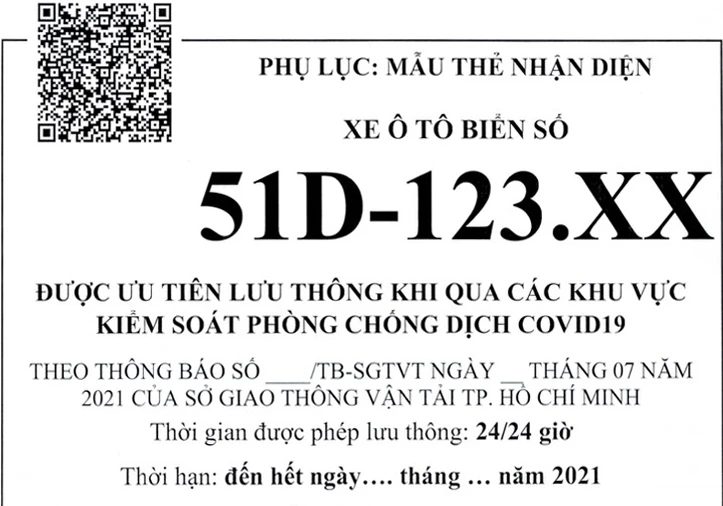 Mẫu thẻ nhận diện phương tiện