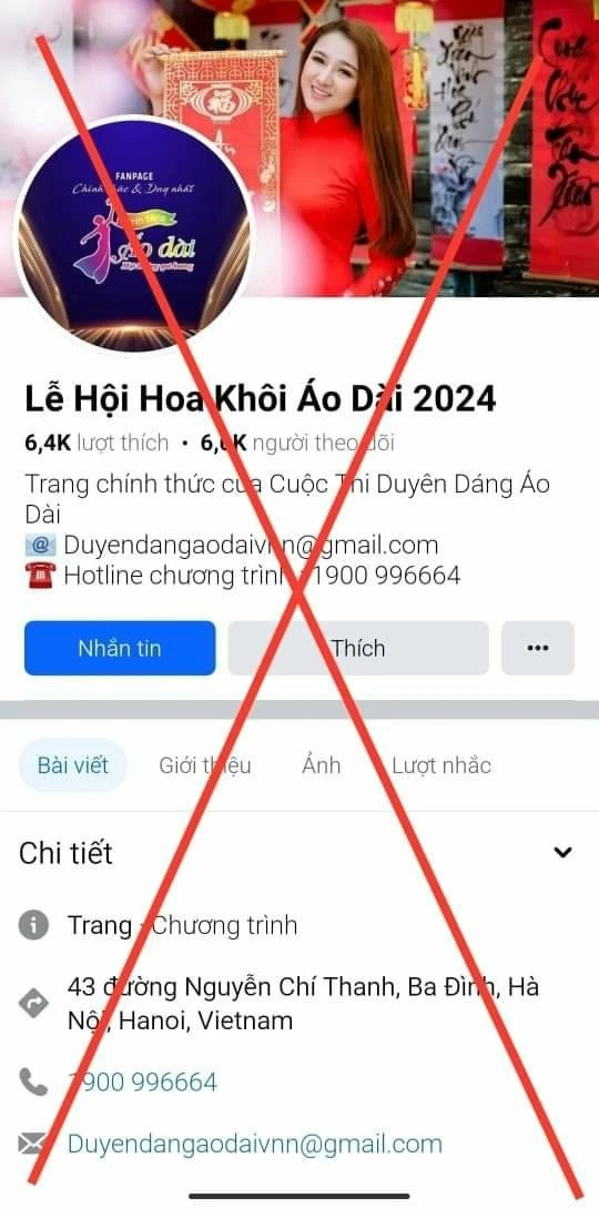 Cảnh báo mạo danh Hội liên hiệp Phụ nữ Việt Nam tổ chức các cuộc thi áo dài để lừa đảo