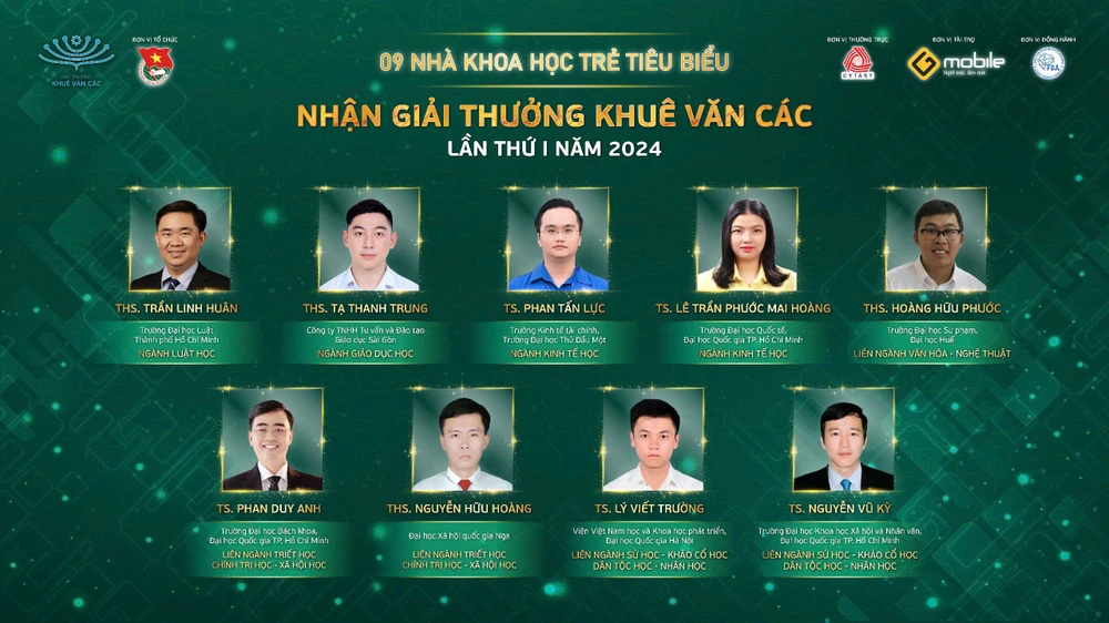 9 nhà khoa học tiêu biểu trong lĩnh vực khoa học xã hội và nhân văn nhận Giải thưởng Khuê văn các lần thứ nhất