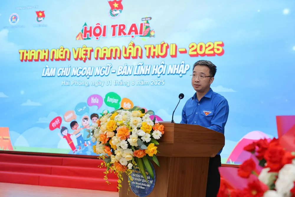 Anh Nguyễn Tường Lâm, Bí thư Trung ương Đoàn phát biểu khai mạc hội trại 1000007082.jpg