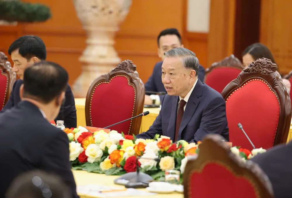 Tổng Bí thư Tô Lâm tại buổi tiếp. Ảnh: QUANG PHÚC 1000008264.jpg