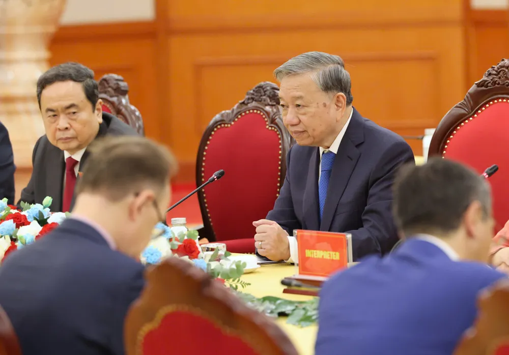 Tổng Bí thư Tô Lâm phát biểu tại cuộc tiếp, sáng 29-9. Ảnh: QUANG PHÚC 1000011206.jpg