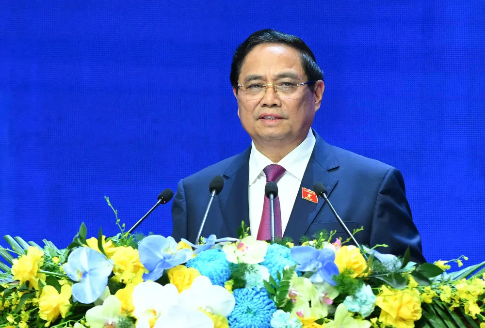 Thủ tướng Phạm Minh Chính phát biểu đề dẫn phiên thảo luận cấp cao chiều 25-10. Ảnh: QUANG PHÚC 1000012894.jpg