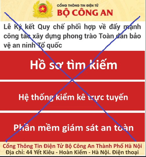 Giả mạo tên miền Bộ Công an để thu thập thông tin cá nhân