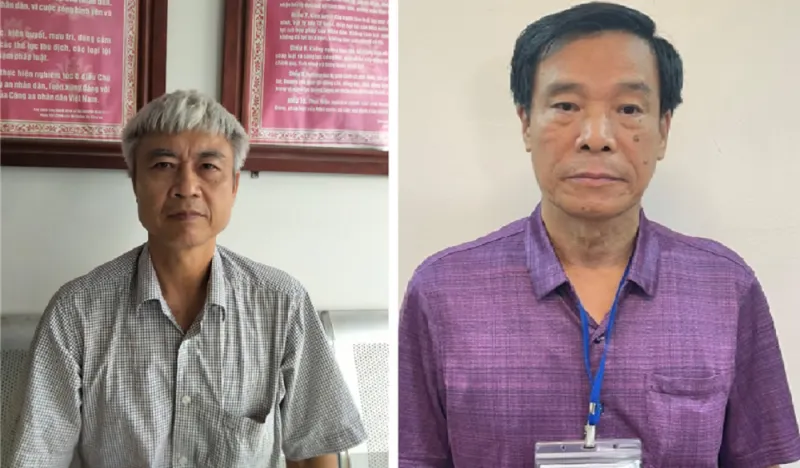 Cựu Chủ tịch HĐTV Cienco 1 Phạm Dũng (phải) và cựu Tổng Giám đốc Cienco1 Cấn Hồng Lai